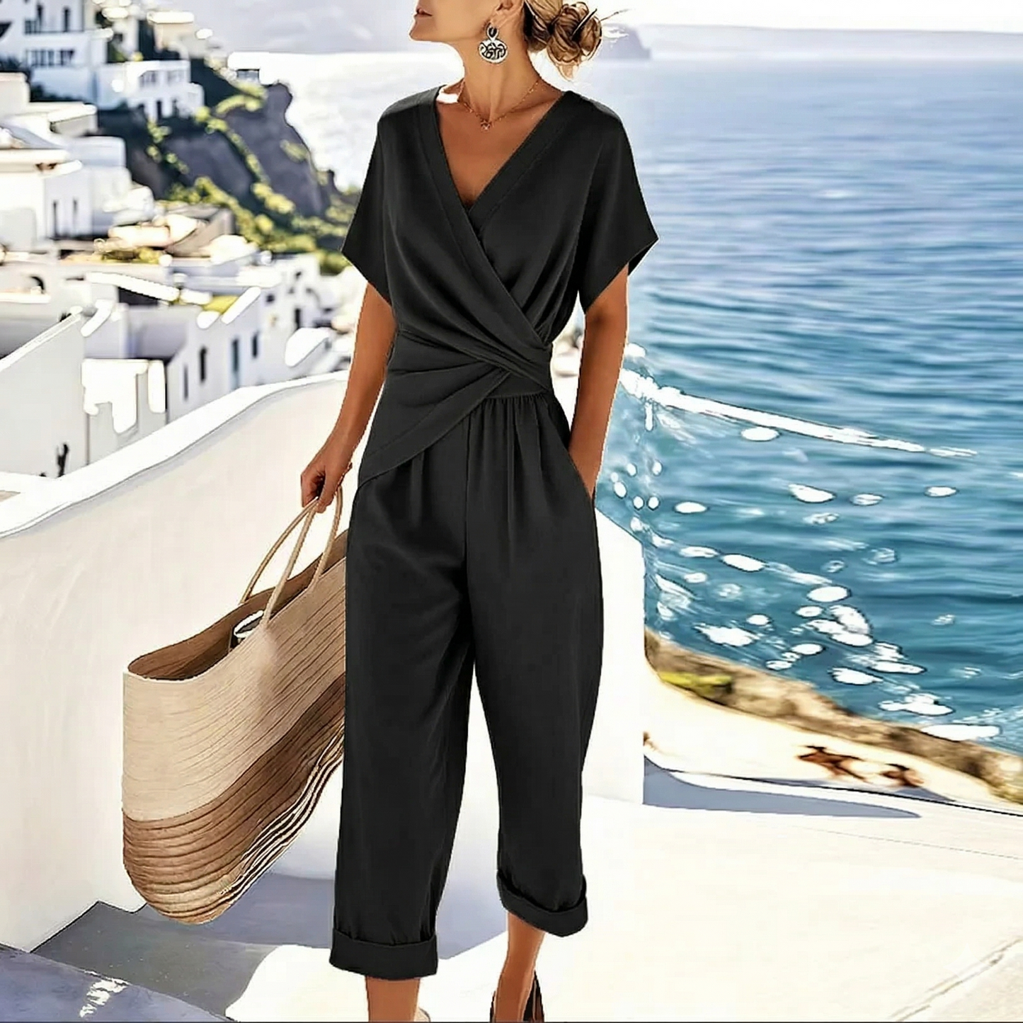 Amber – Wrap-Jumpsuit met Gedraaide Taille