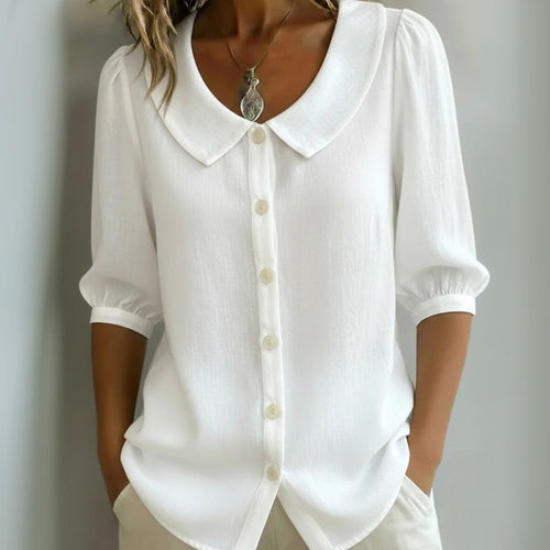Solene Zomerblouse - Effen met Klassieke Kraag