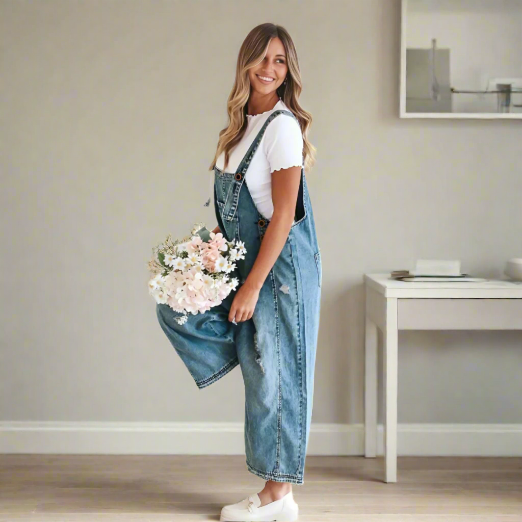Harlow – Vintage-Wash Jumpsuit met Verstelbare Taille
