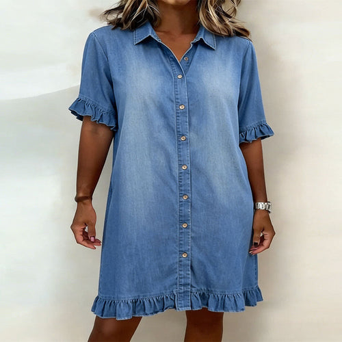 DenimBelle elegante denim jurk - Elyssor