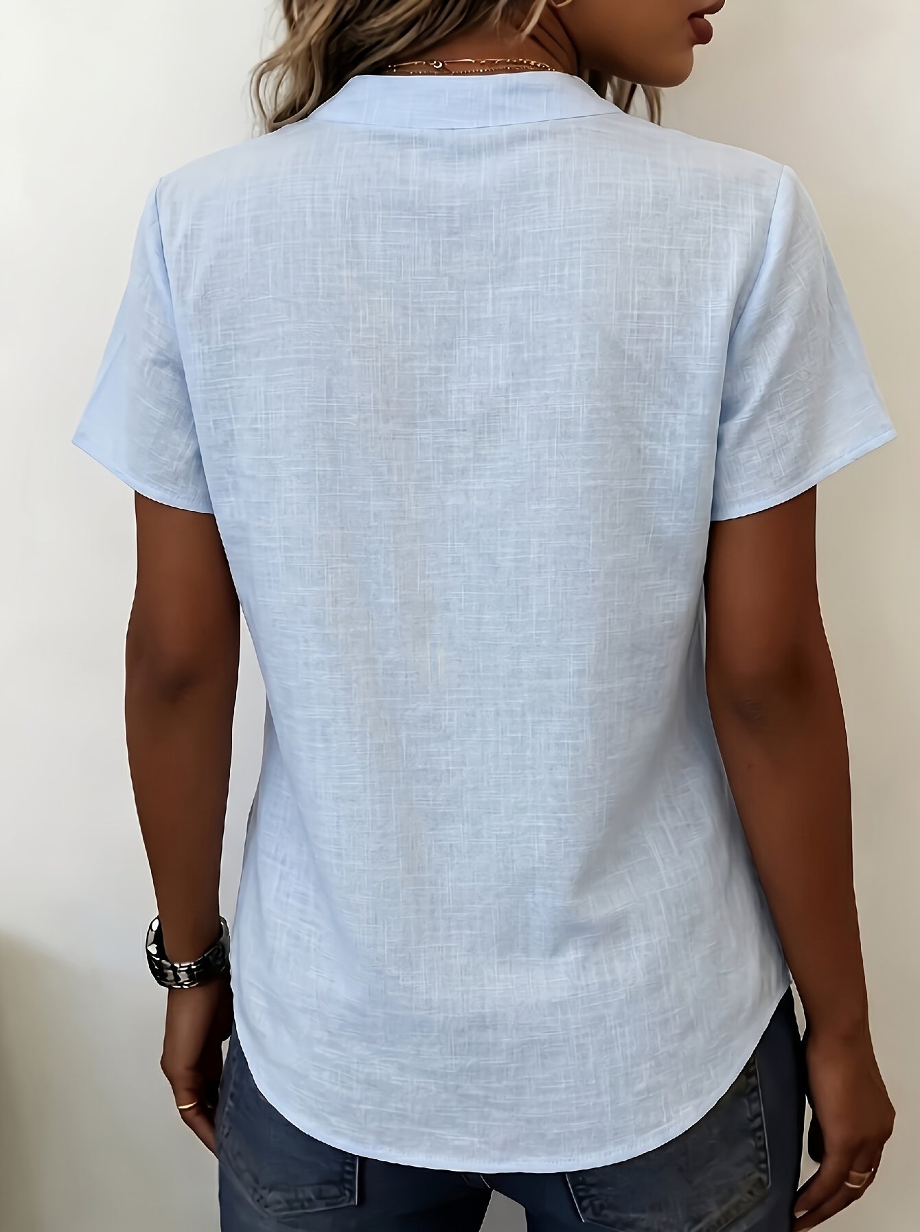 Liora Blouse – Witte Katoenlook Blouse met Knopen