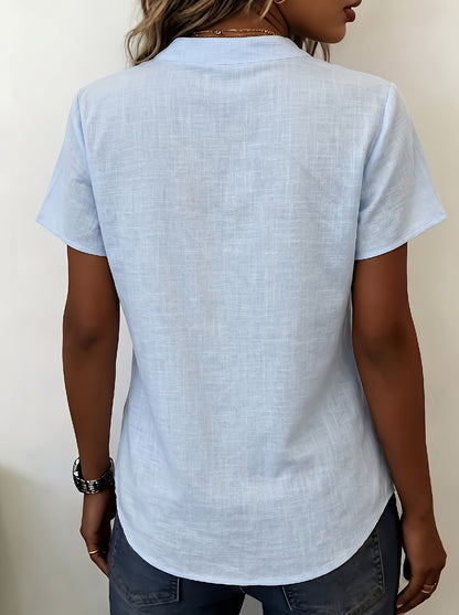 Liora Blouse – Witte Katoenlook Blouse met Knopen