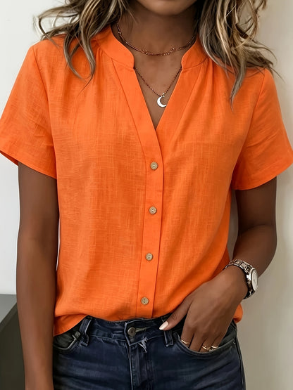 Liora Blouse – Witte Katoenlook Blouse met Knopen