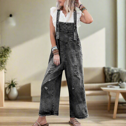 Harlow – Vintage-Wash Jumpsuit met Verstelbare Taille