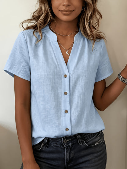 Liora Blouse – Witte Katoenlook Blouse met Knopen