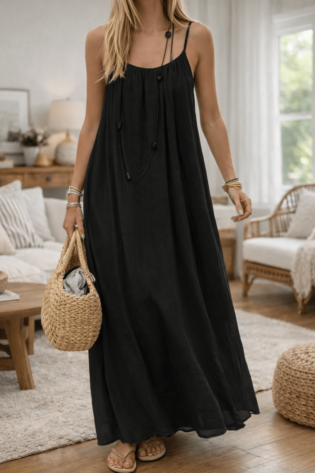 Serafina Maxi Jurk – Elegante Jurk met Open Rug