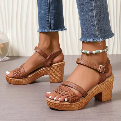 Deborah – Geweven Plateausandalen