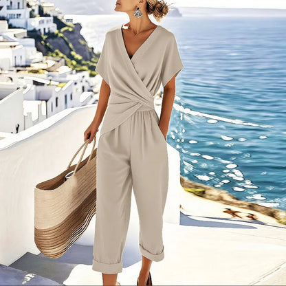 Amber – Wrap-Jumpsuit met Gedraaide Taille