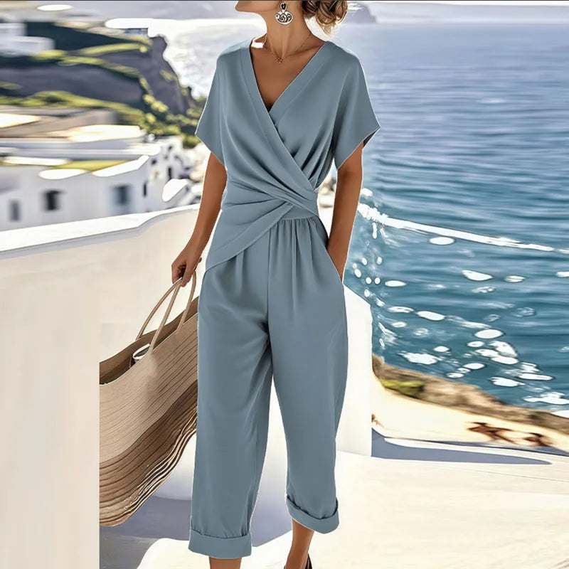 Amber – Wrap-Jumpsuit met Gedraaide Taille