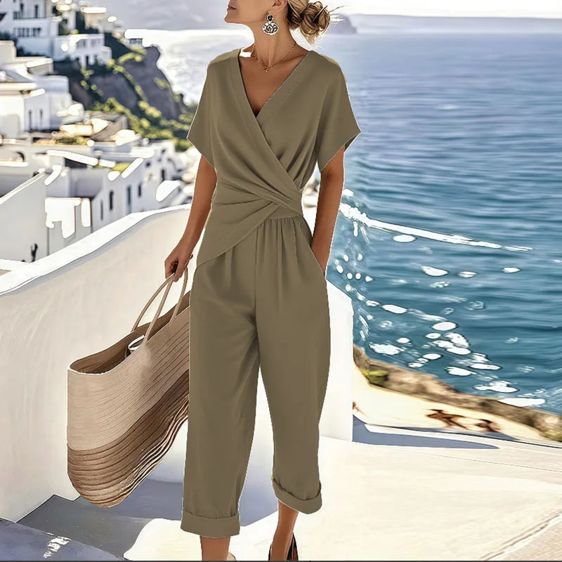 Amber – Wrap-Jumpsuit met Gedraaide Taille