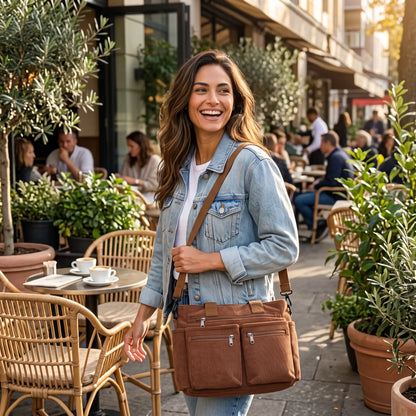Alba Crossbody Tas – Zacht Ribfluweel met Laptopvak