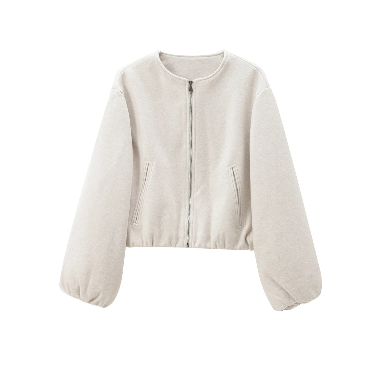 Alessia Korte Bomberjas met elastische zoom in beige – Elyssor Fashion