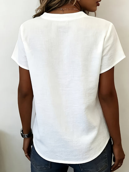 Liora Blouse – Witte Katoenlook Blouse met Knopen