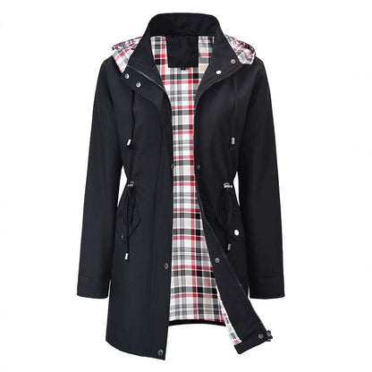 Carlotta 3-in-1 regenjas in zwart met geruite binnenvoering – Elyssor Fashion