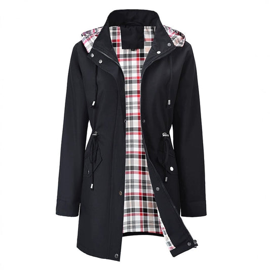 Carlotta 3-in-1 regenjas in zwart met geruite binnenvoering – Elyssor Fashion
