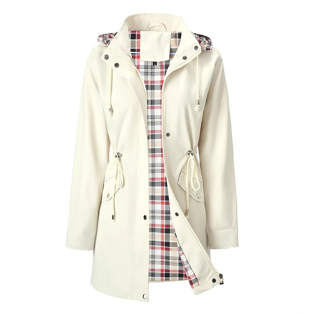 Carlotta 3-in-1 regenjas in wit met instelbare taille – Elyssor Fashion