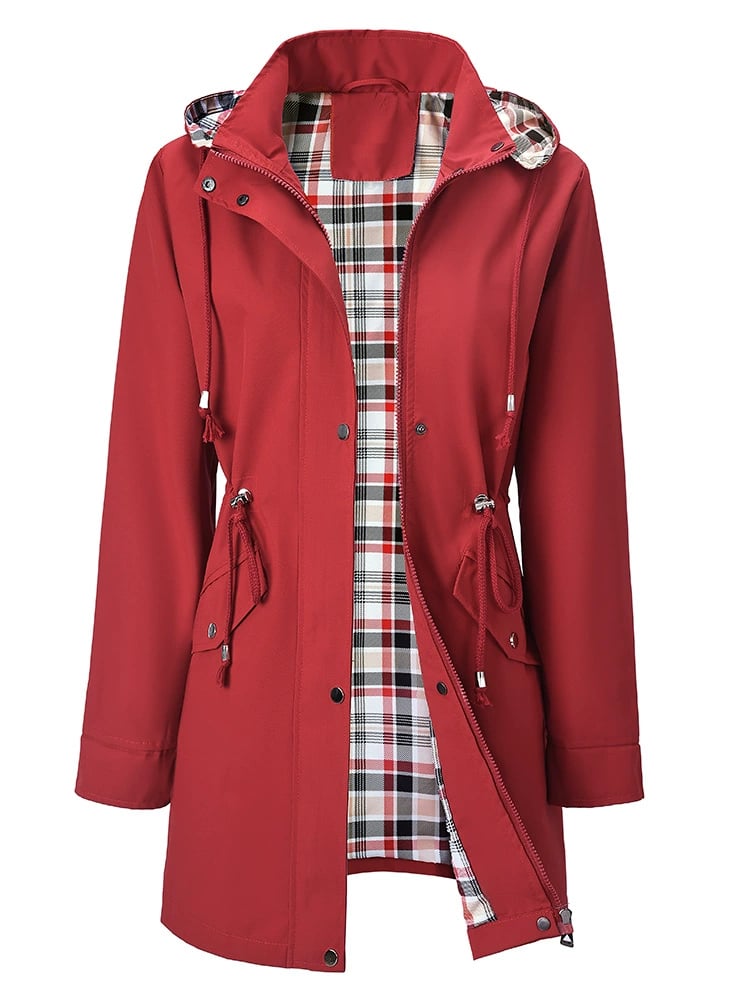 Carlotta 3-in-1 regenjas in rood met instelbare taille – Elyssor Fashion