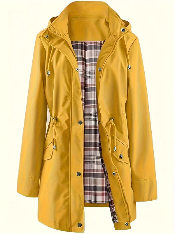 Carlotta 3-in-1 regenjas in geel met geruite binnenvoering – Elyssor Fashion