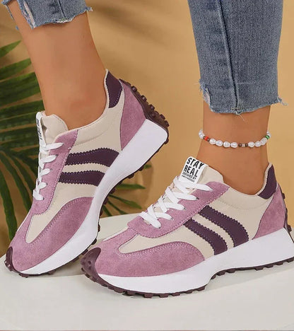 Elara orthopedische wandelsneakers met plateauzool en voetboogsteun, paars, tweede hoek – Elyssor Fashion