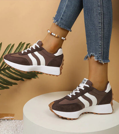 Elara orthopedische wandelsneakers met plateauzool en voetboogsteun, donkerbruin – Elyssor Fashion
