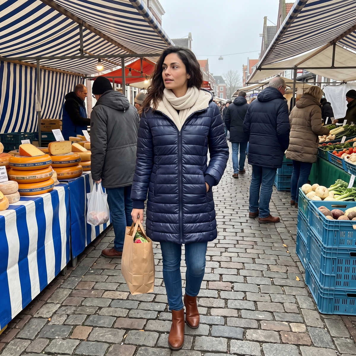 Ginevra Gevoerde Winterjas op de markt Marineblauw – Elyssor Fashion