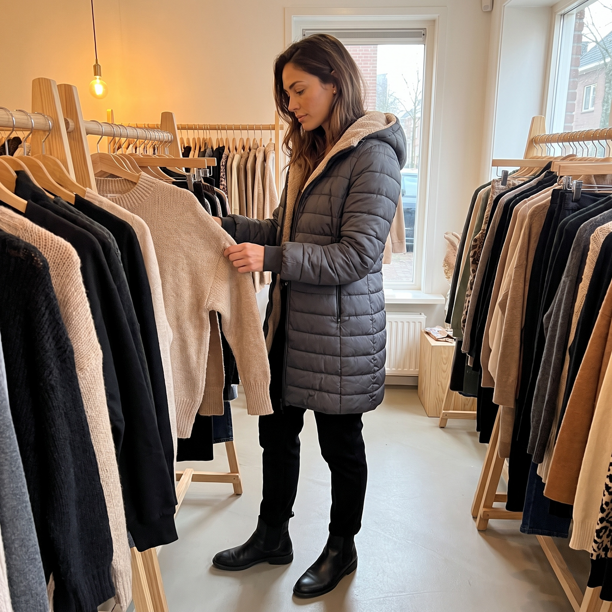 Ginevra Gevoerde Winterjas in de boetiek Antraciet – Elyssor Fashion