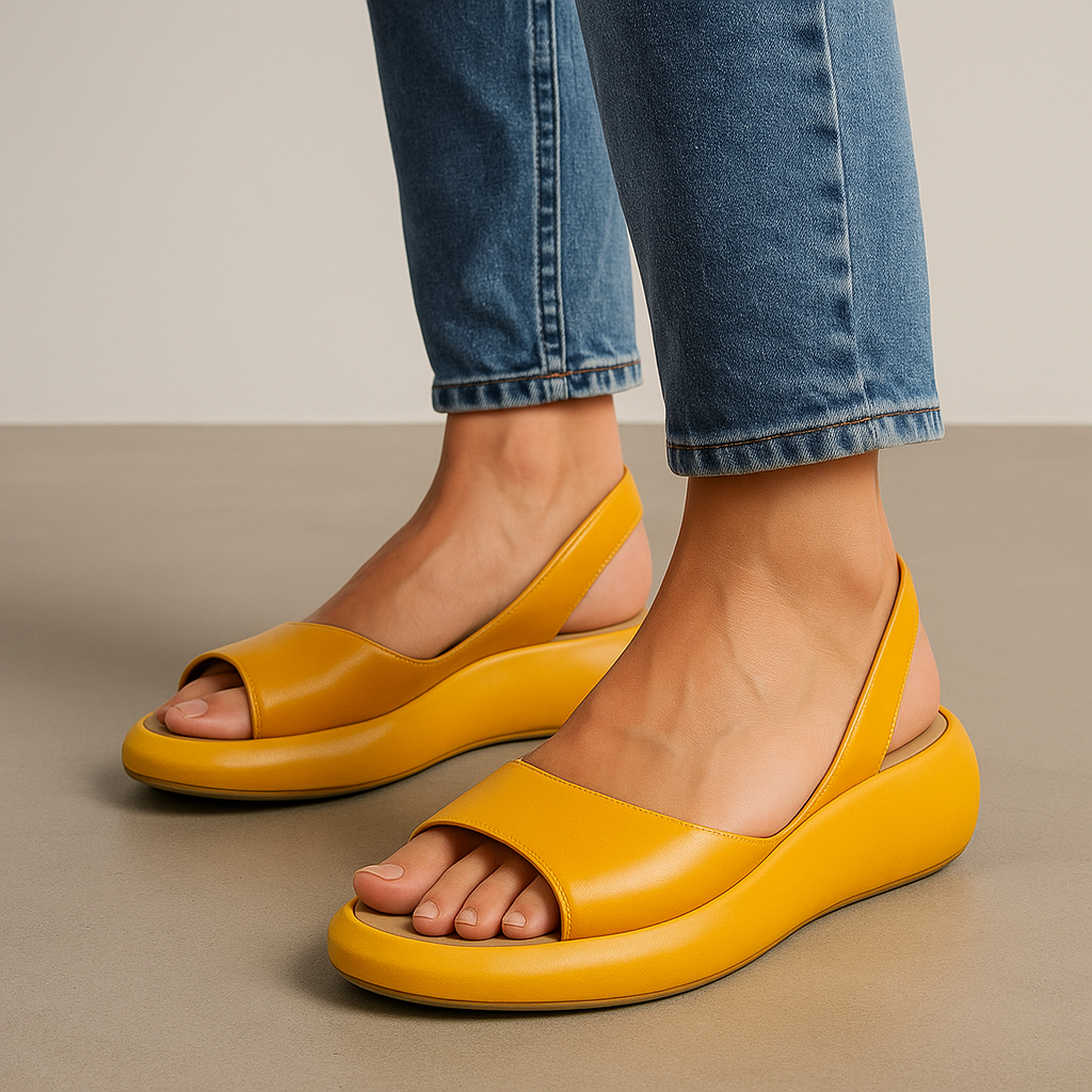 Gisselle open comfortsandalen met antislipzool in geel – Elyssor Fashion