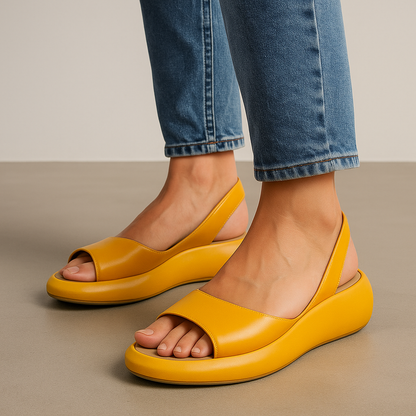 Gisselle open comfortsandalen met antislipzool in geel – Elyssor Fashion