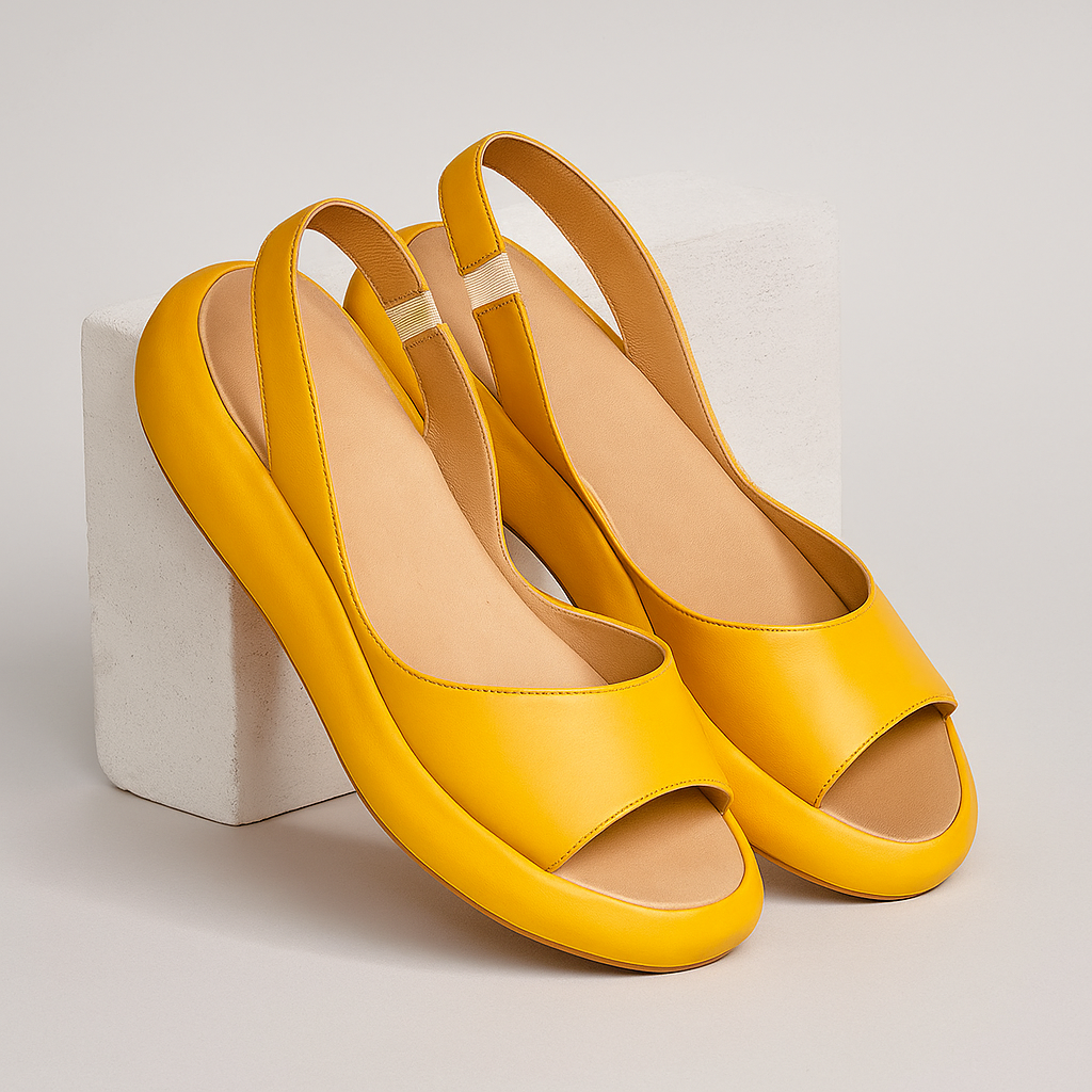 Gisselle open comfortsandalen showcase in geel – Elyssor Fashion