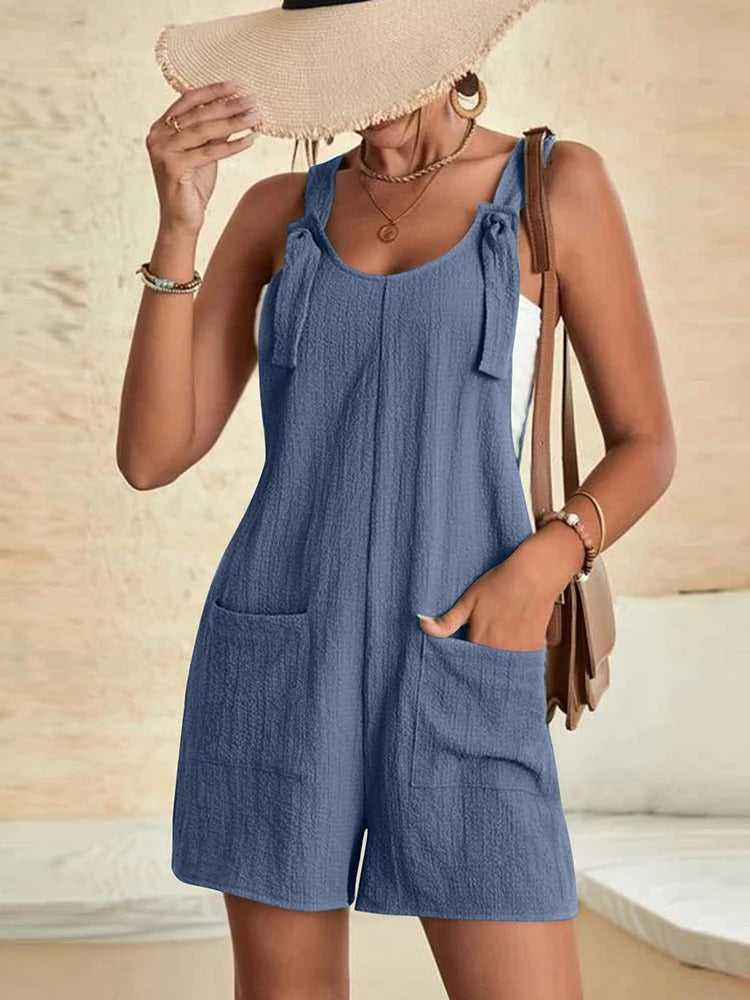 Sienna Playsuit – Luchtige Zomer Jumpsuit met Strikbandjes en Zakken