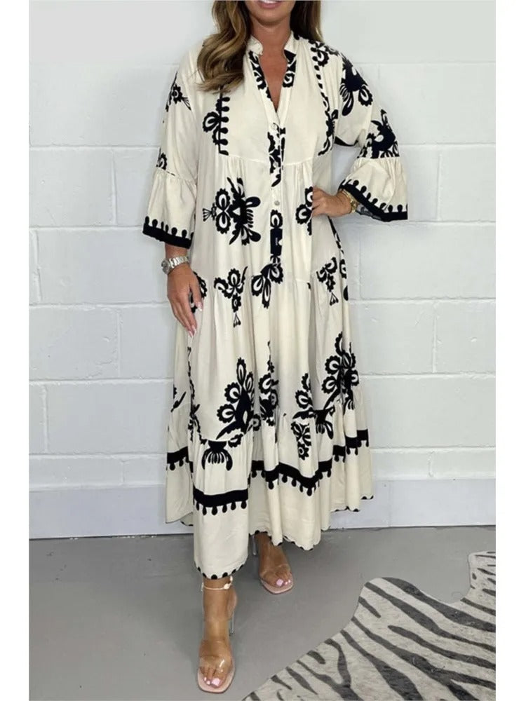 Amalfi Maxi Jurk – Luxe Bohemian Jurk met Borduurlook