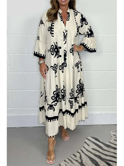 Amalfi Maxi Jurk – Luxe Bohemian Jurk met Borduurlook