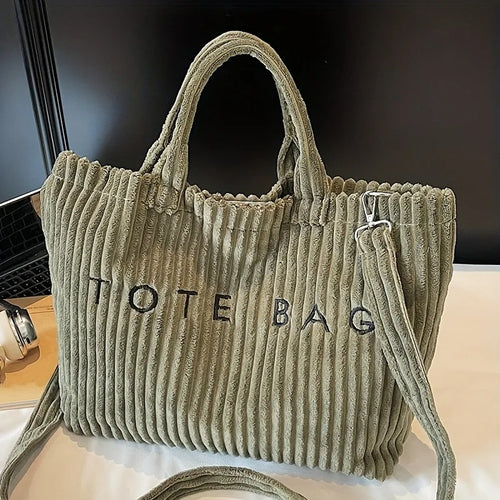 Lucca Ribfluwelen Tote – Ruime Shopper met Afneembare Band