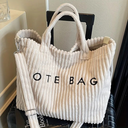 Lucca Ribfluwelen Tote – Ruime Shopper met Afneembare Band