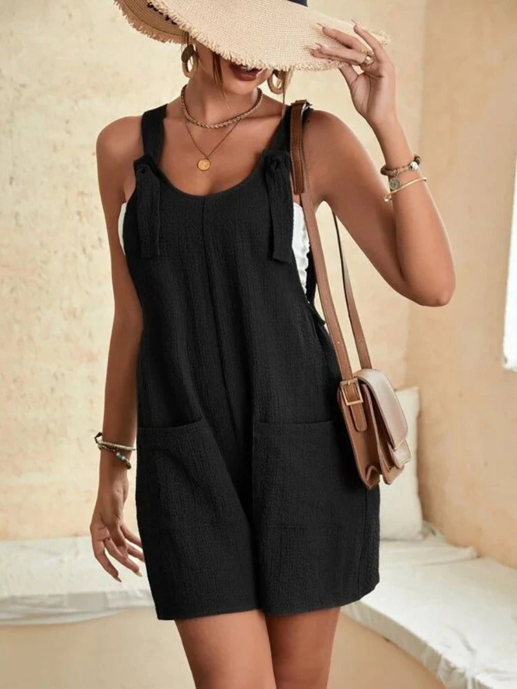 Sienna Playsuit – Luchtige Zomer Jumpsuit met Strikbandjes en Zakken