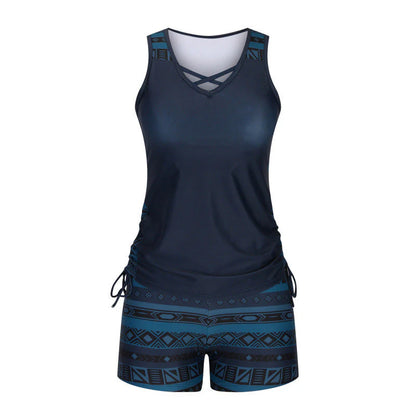 Mireia Tankiniset in marineblauw met hoge taille short – Elyssor Fashion