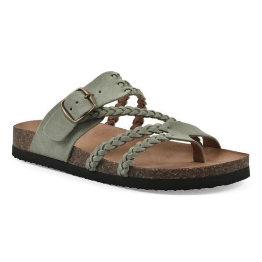 Ravello groene gevlochten sandalen zijaanzicht met verstelbare gesp – Elyssor Fashion