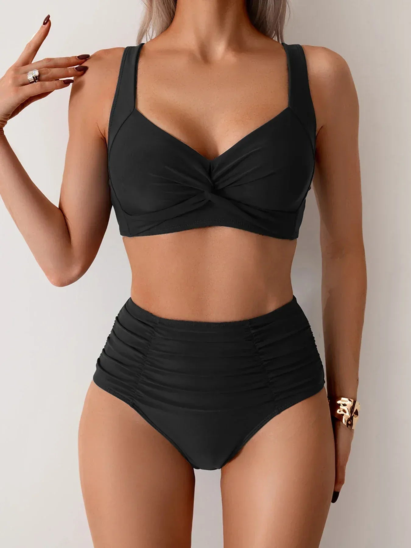 Salina Bikiniset met hoge taille in zwart – Elyssor Fashion