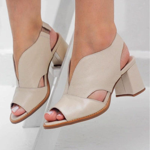 Sorrento leren dames sandalen in beige – Elyssor Fashion