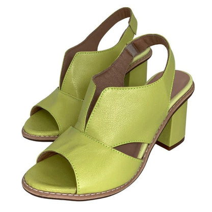 Sorrento leren dames sandalen in limoengroen – Elyssor Fashion