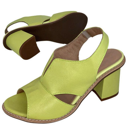 Sorrento leren dames sandalen in limoengroen – Elyssor Fashion