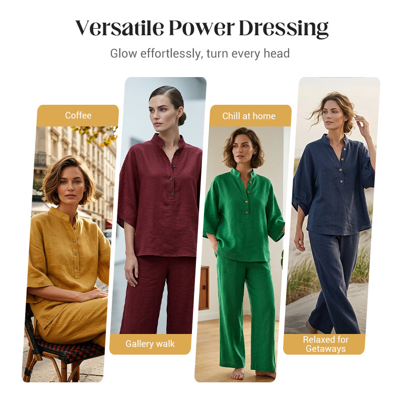 Amara – Set met Kraagblouse & Wijde Broek