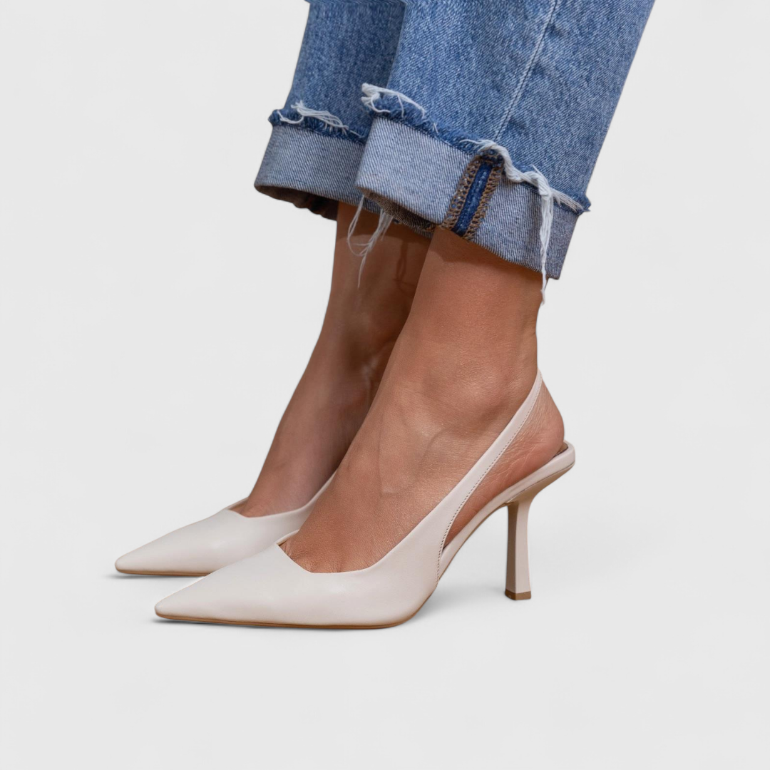 Valentina orthopedische comfort hakken in witte leer – Elyssor Fashion