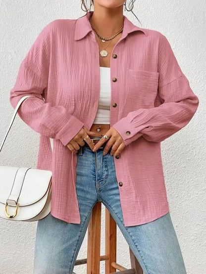 Mila Blouse – Witte Oversized Blouse met Knoopsluiting