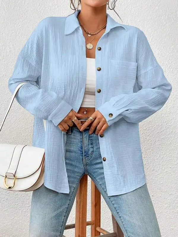 Mila Blouse – Witte Oversized Blouse met Knoopsluiting