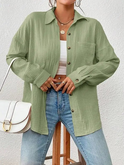 Mila Blouse – Witte Oversized Blouse met Knoopsluiting
