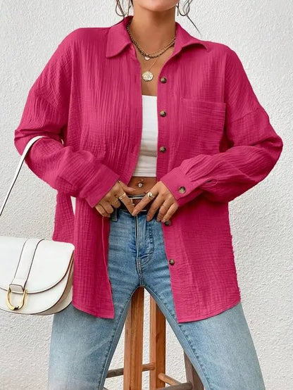 Mila Blouse – Witte Oversized Blouse met Knoopsluiting