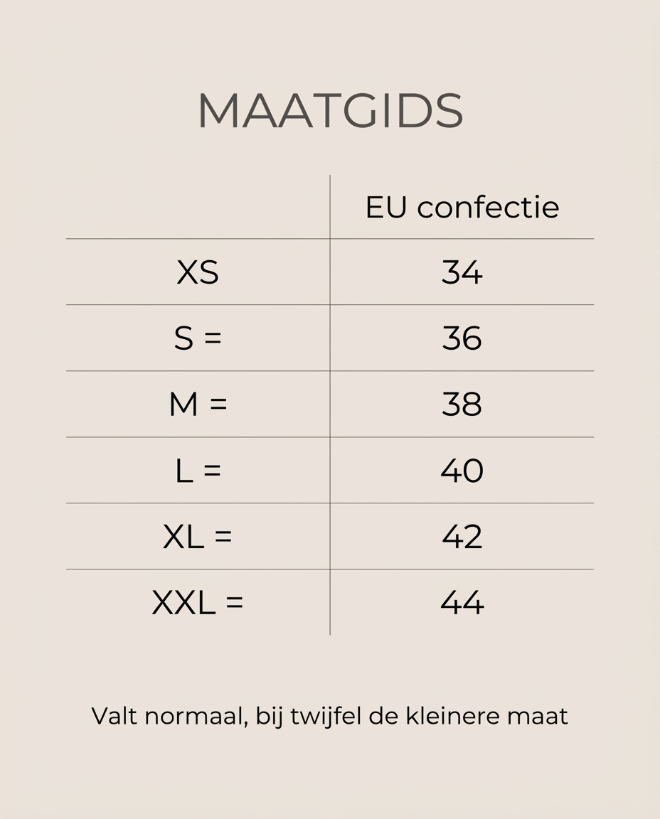 Maatgids van de Vittoria support tanktop, XS tot XXL – Elyssor Fashion